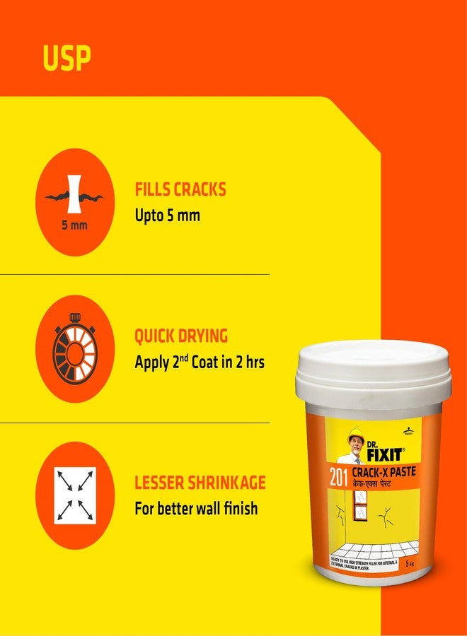 دكتور فيكسيت معجون دكتور فيكسيت أكريليك 201 لتشققات الأسطح - 1 كجم، معجون جاهز للاستخدام لملء الشقوق الداخلية والخارجية على الأسطح والجدران - معجون مرن ذو قوة تماسك ممتازة - عبوة من قطعتين - Image 4